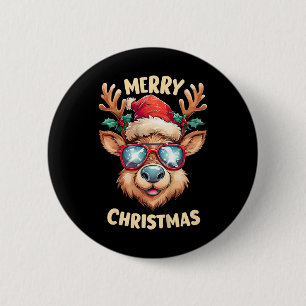 Kids Reindeer Merry Christmas Santa Hat Xmas Toddl 2 Inch Round Button
