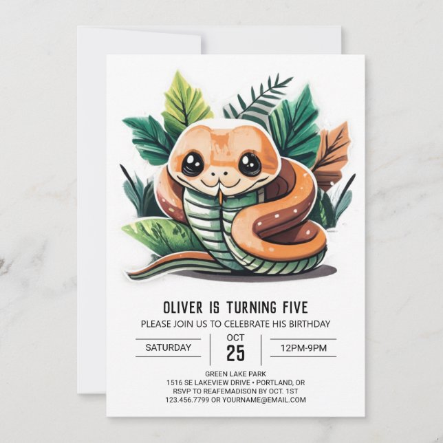 Kids Reptile Adventure Birthday Invitation (Front)