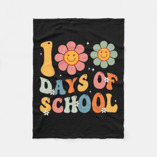 Kids Rero Groovy 100 Days Happy 100h Day Of School Fleece Blanket