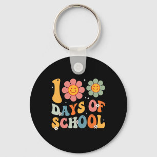 Kids Rero Groovy 100 Days Happy 100h Day Of School Keychain