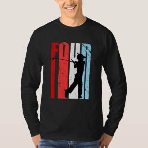 Kids Retro Colours Boys 4th Golf Birthday Golfing T-Shirt