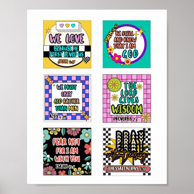 Kids retro cute bible verse scripture poster (Front)
