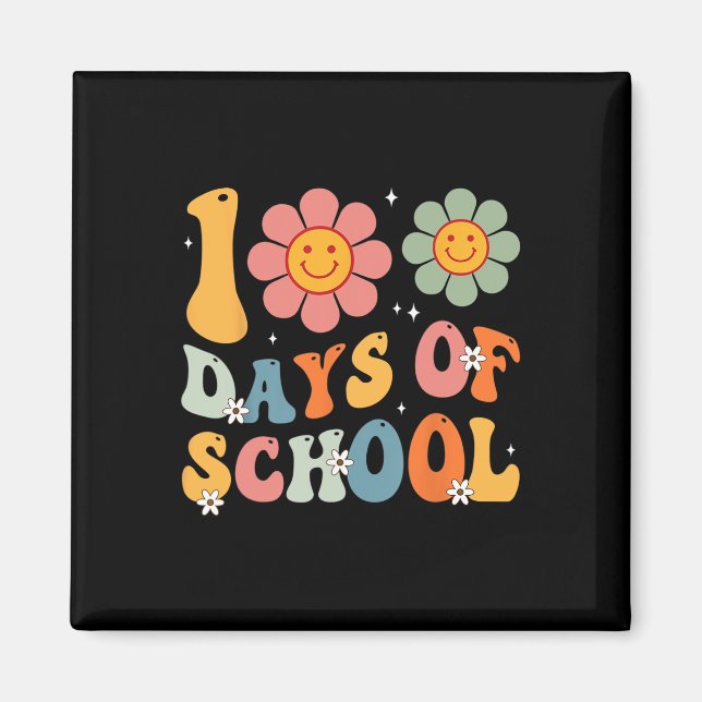 Kids Retro Groovy 100 Days Happy 100th Day Of Scho Magnet (Front)