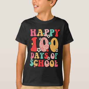 Kids Retro Groovy 100 Days Happy 100th Day Of Scho T-Shirt