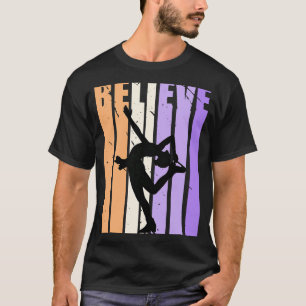 Kids Retro Ice Skating Team Believe Practice Colou T-Shirt