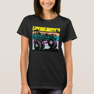 Kids Retro Monster Truck Easter Bunny Happy Easter T-Shirt