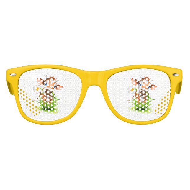 Kids Retro Party Shades Cow Sunglasses (Front)