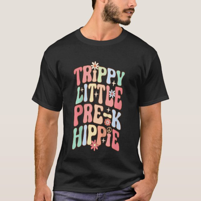 Kids Retro Pre K Trippie Little Hippy Kids Back to T-Shirt (Front)