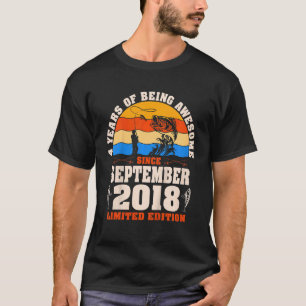 Kids Retro September 2018 4 Year Old Fishing  4th  T-Shirt