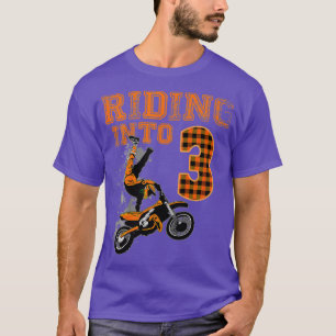 Kids Riding Into 3 Years Old 3th Birthday Dirt Bik T-Shirt