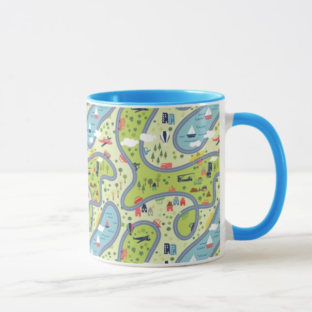Kids Roadtrip Landscape Pattern Mug (Right)