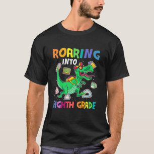 Kids Roaring Into 8Th Grade Dinosaur T Rex Back To T-Shirt