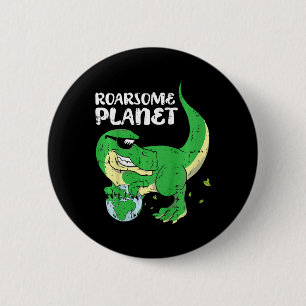 Kids Roaring Planet Earth Day Environmental Dinosa 2 Inch Round Button