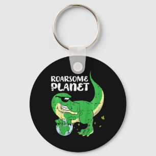 Kids Roaring Planet Earth Day Environmental Dinosa Keychain