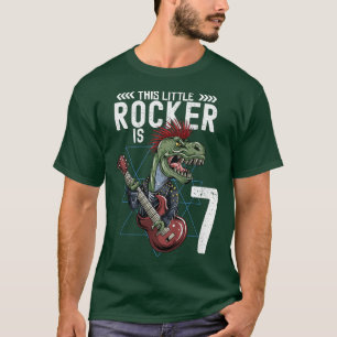 Kids Rock and Roll Music T Rex Dinosaur 7th Birthd T-Shirt