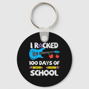 Kids Rocked 100 Days Of School Guitar 100th Day Sm Keychain