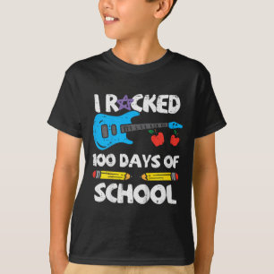 Kids Rocked 100 Days Of School Guitar 100th Day Sm T-Shirt