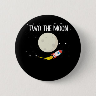 Kids Rocket Moon 2nd Birthday Astronaut 2 Year Old 2 Inch Round Button