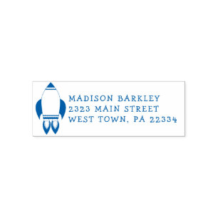 Kids Rocket Ship Cute Return Address Stamp