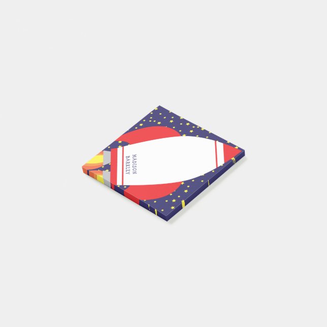 Kids Rocket Ship Outer Space Cute Post-it Notes (Angled)