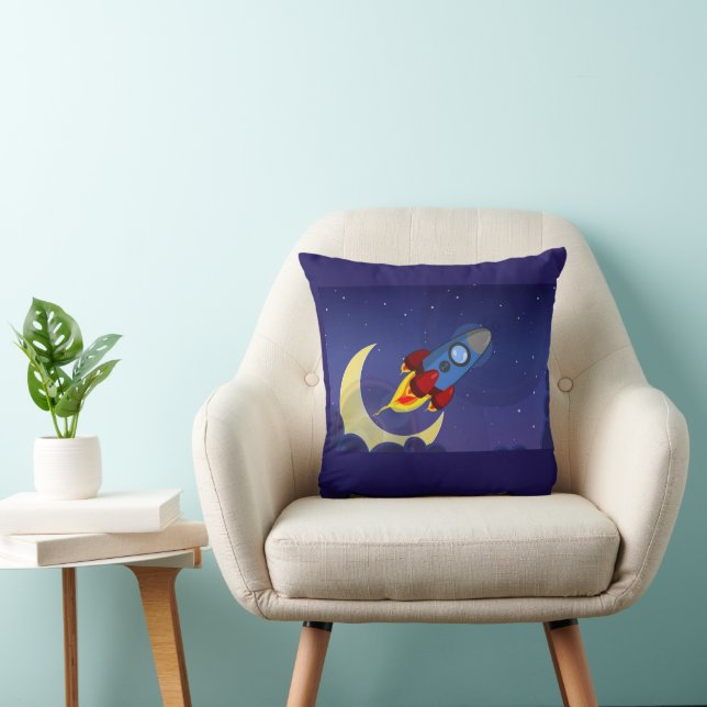 Kids Rocket Ship Throw Pillow (Chair)