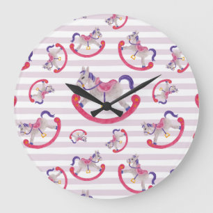 Kid's rocking horse pattern large clock