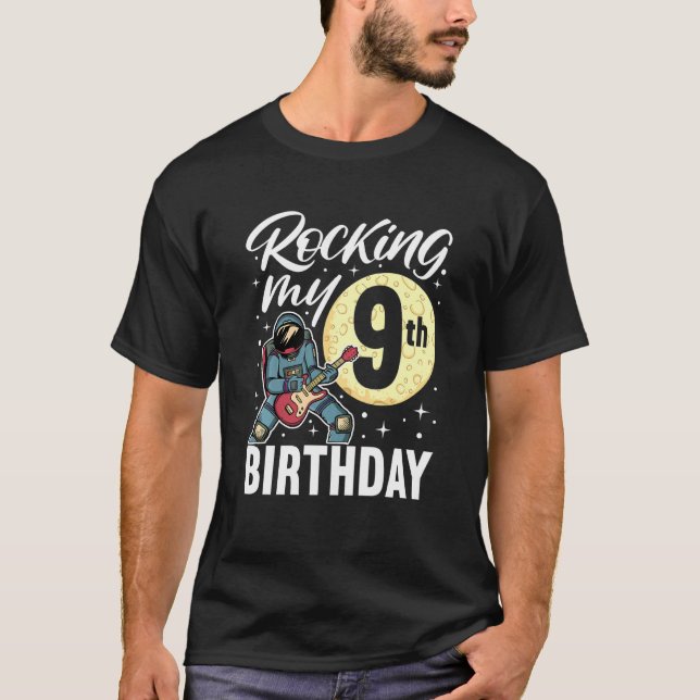 Kids Rocking My 9th Birthday I Electric Guitar Ast T-Shirt (Front)