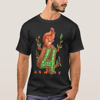 Kids Rodents Animal 4th Birthday Girl Squirrel 4 Y T-Shirt