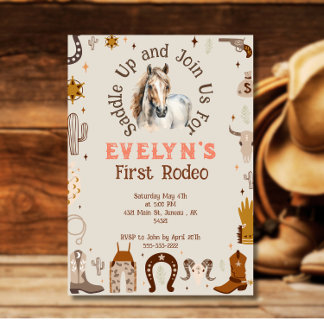 Kids Rodeo Cowboy Rustic Western Invitation