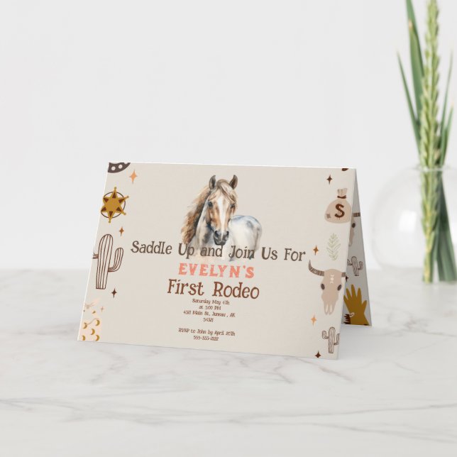 Kids Rodeo Cowboy Rustic Western   Invitation (Front)