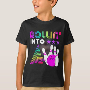 Kids Rollin Into 4 Bowling Birthday Party 4th Birt T-Shirt
