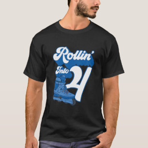 Kids Rollin' Into 4 Roller Skating Birthday 4Th Bo T-Shirt