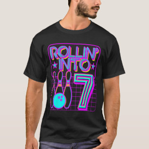 Kids Rollin Into 7 Bowling Bowler 7th Birthday Par T-Shirt