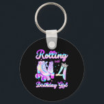 Kids Rolling Into 4 Roller Skating 4th Birthday Gi Keychain<br><div class="desc">Kids Rolling Into 4 Roller Skating 4th Birthday Girls Party</div>