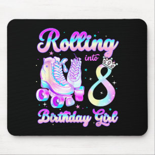 Kids Rolling Into 8 Roller Skating 8th Birthday Gi Mouse Pad
