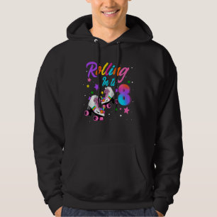 Kids Rolling Into 8 Year Old Roller Skate Girl 8th Hoodie