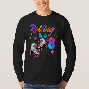 Kids Rolling Into 8 Year Old Roller Skate Girl 8th T-Shirt