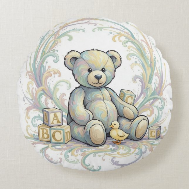 Kids Room Bear Round Cushion (Front)