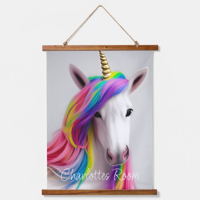 Kids Room Rainbow Unicorn Hanging Tapestry (Front)