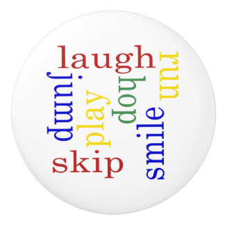 Kids run jump play skip laugh ceramic knob