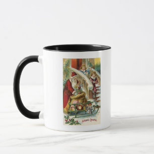 Kids Running to Greet Santa Mug