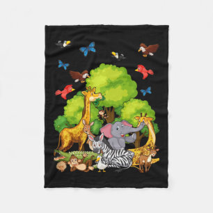 Kids Safari Animal Lovers Fleece Blanket