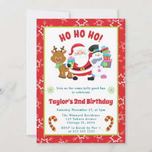 Kids Santa and Friends Christmas Birthday Invitation