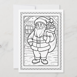 Kids Santa Coloring Christmas Flat Note Card