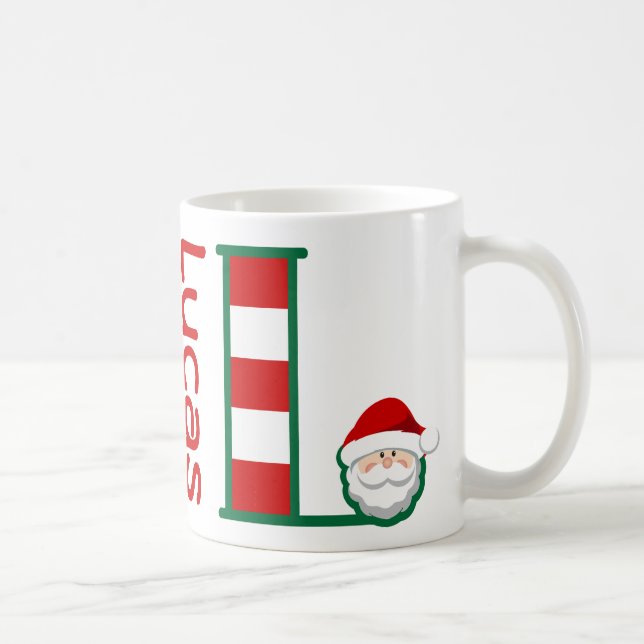 Kids Santa Mug Personalized Christmas Mug Letter L (Right)