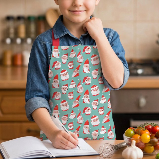 Kids Santa Pattern Christmas Baking Cooking Apron (Kids Santa Pattern Christmas Baking Cooking Apron)