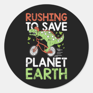 Kids Save The Planet Earth Day Environmental Dinos Classic Round Sticker