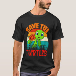 Kids Save The Turtles Cute Casual Boys Girls Graph T-Shirt