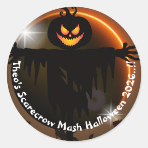 Kids Scarecrow Mash Halloween Party Classic Round Sticker