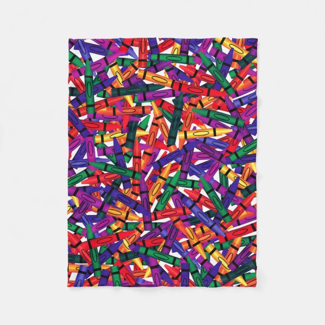 Kids Scattered Crayons Crayon Room Décor Blanket (Front)